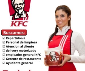 KFC solicitando personal para trabajar con o sin experiencia