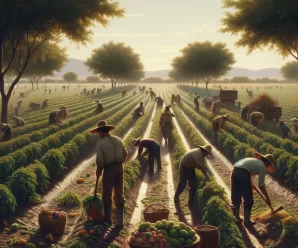 Se convoca personas para cosecha en campo agrícola en USA