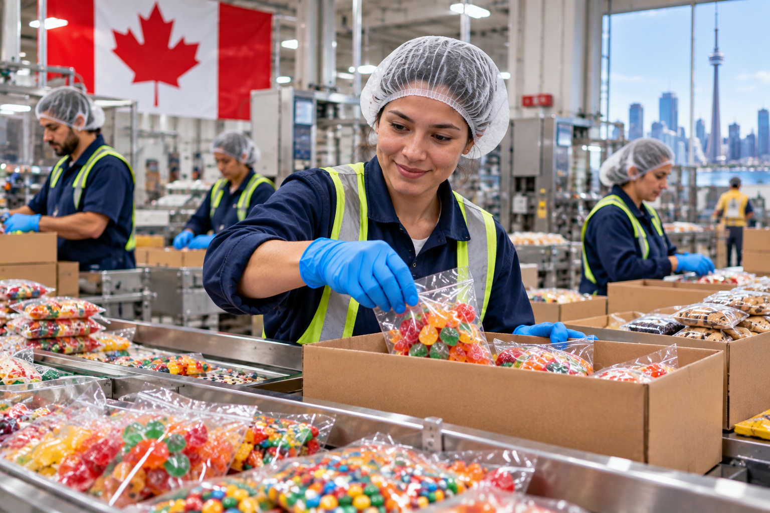 Buscan operarios para empaquetar alimentos y dulces en Canadá