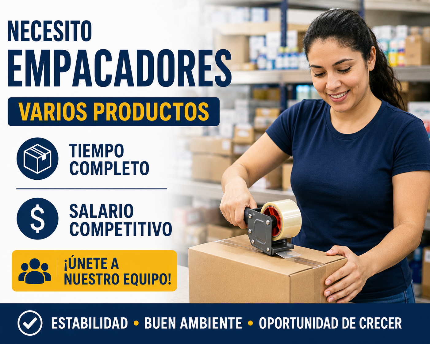 Necesito Empacadores Varios Tiempo Completo - Salario Competitivo