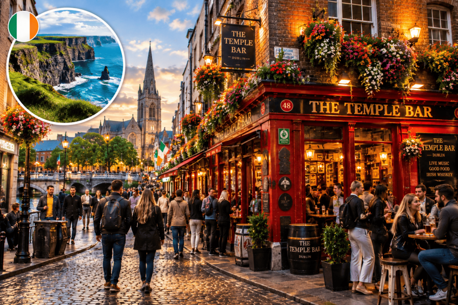 Dublín al atardecer_ Temple Bar y acantilados irlandeses