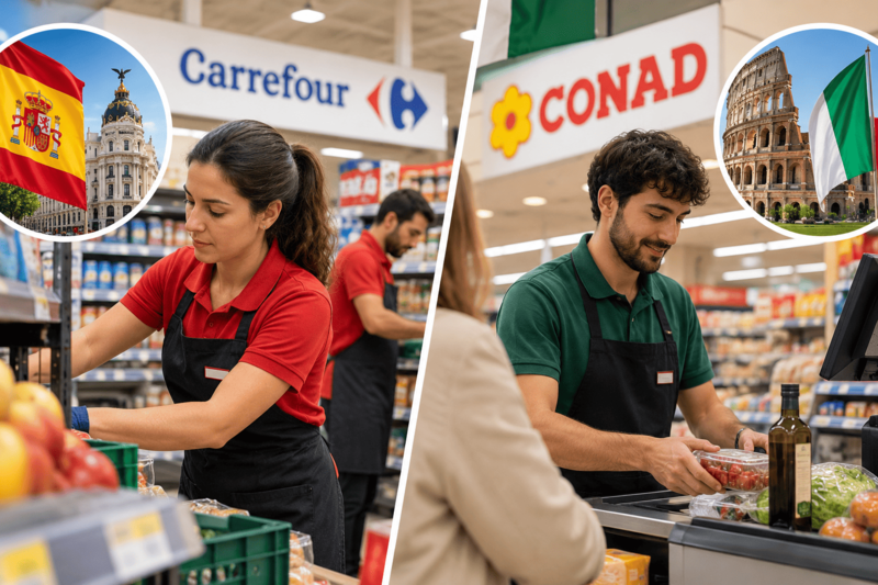 Tiendas y supermercados de España e Italia publican oportunidades de empleo